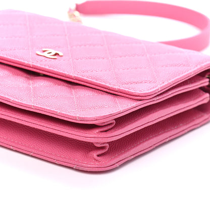Chanel Caviar Quilted Square Wallet On Chain WOC Pink 10 of 10