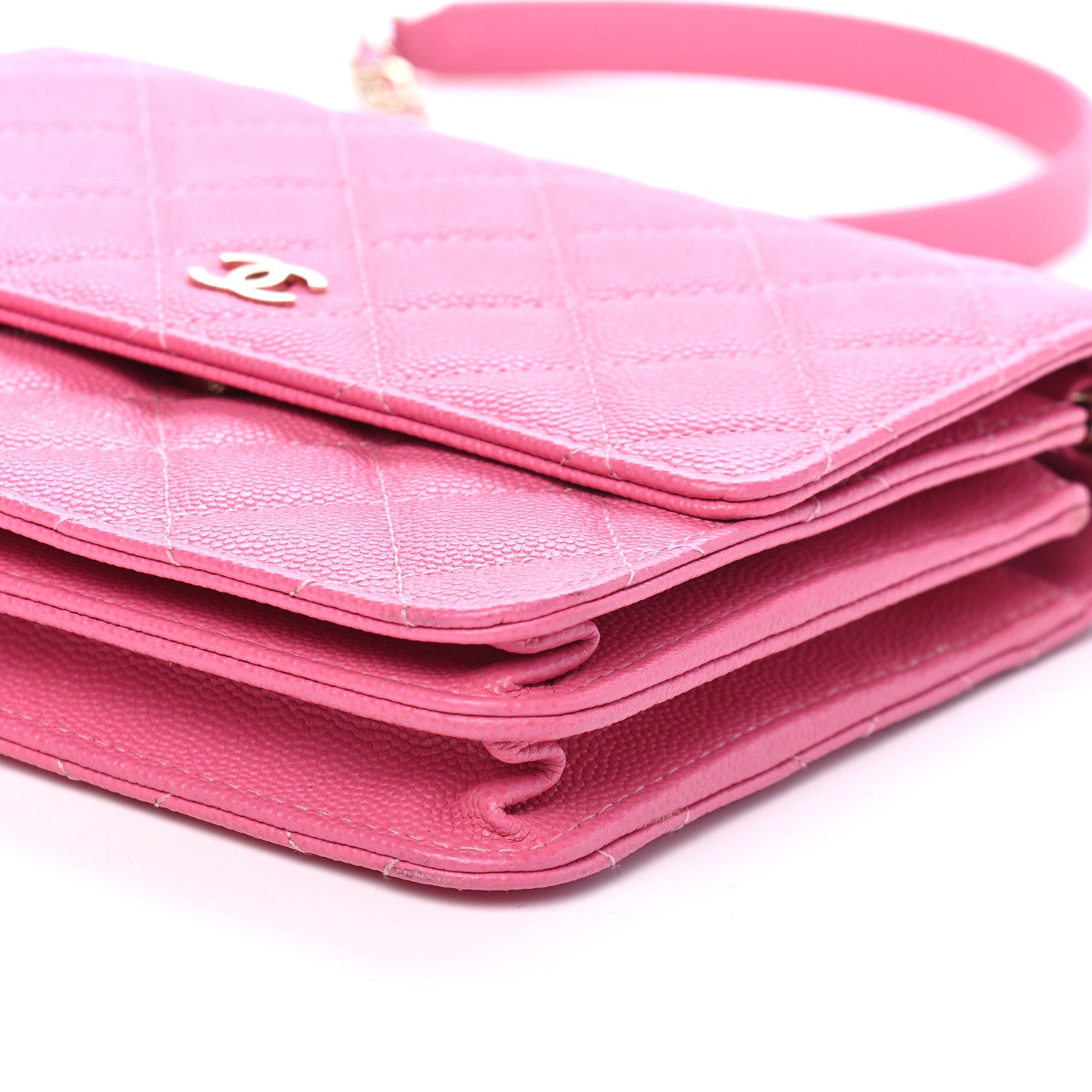 Chanel Caviar Quilted Square Wallet On Chain WOC Pink 10 of 10