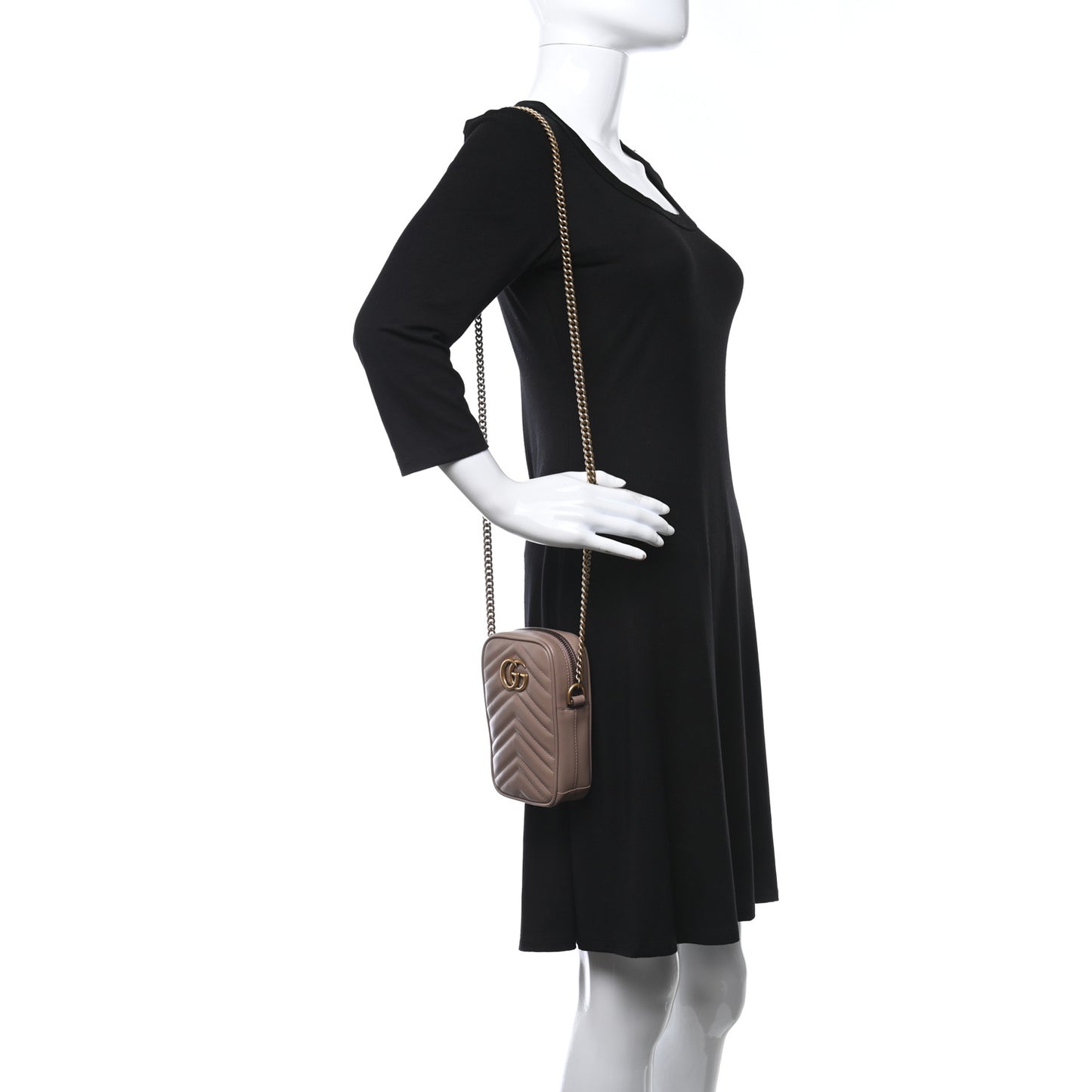 Calfskin Matelasse Mini GG Marmont Crossbody Bag Porcelain Rose