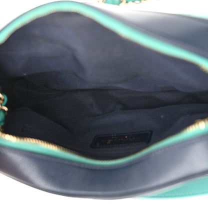 Chanel Goatskin Quilted Tri-Color Small In & Out Camera Case Navy Turquoise Pink 5 of 11