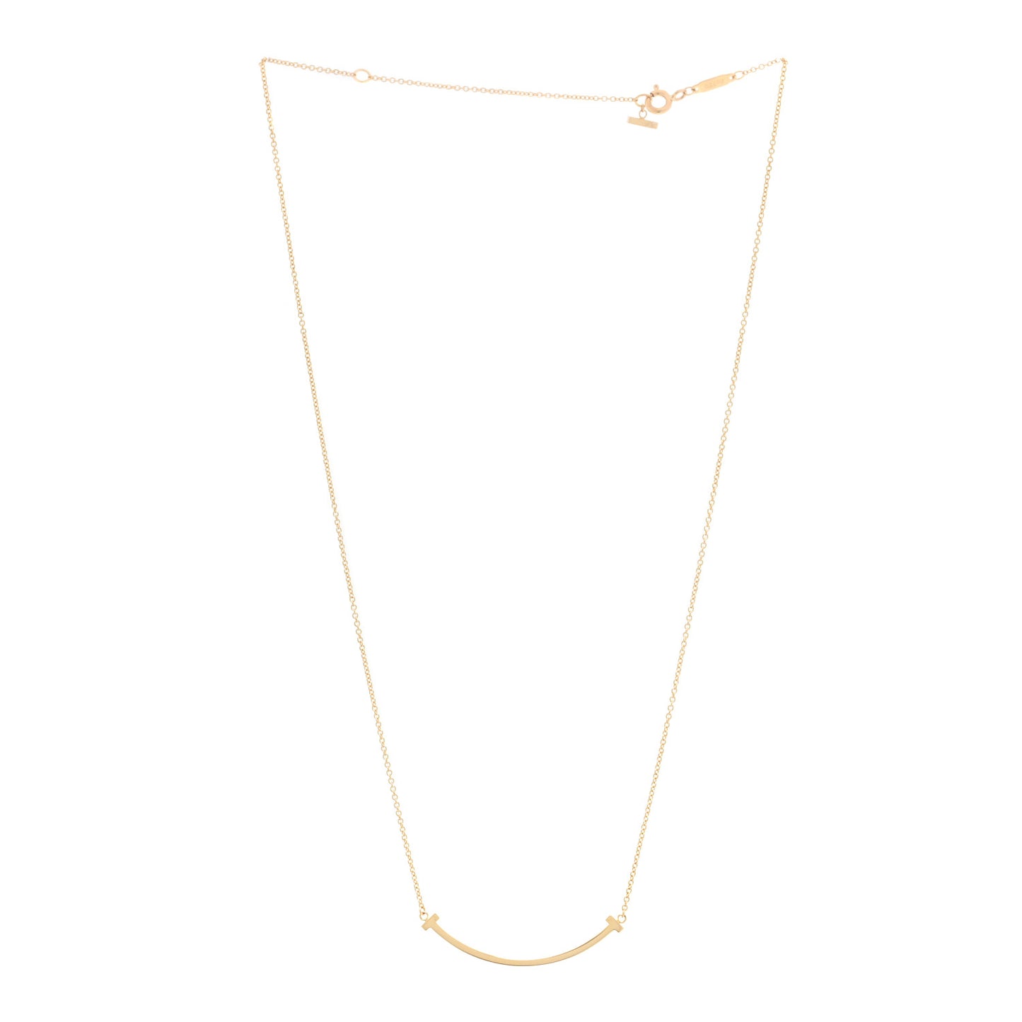 18K Yellow Gold Small T Smile Pendant Necklace