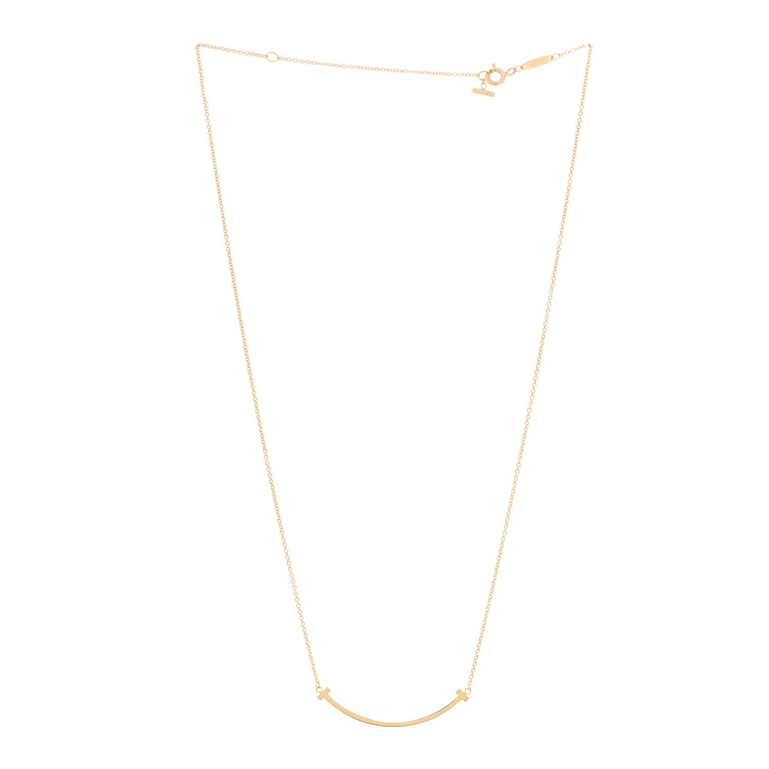 Tiffany 18K Yellow Gold Small T Smile Pendant Necklace 2 of 4