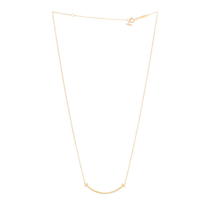 Tiffany 18K Yellow Gold Small T Smile Pendant Necklace 2 of 4