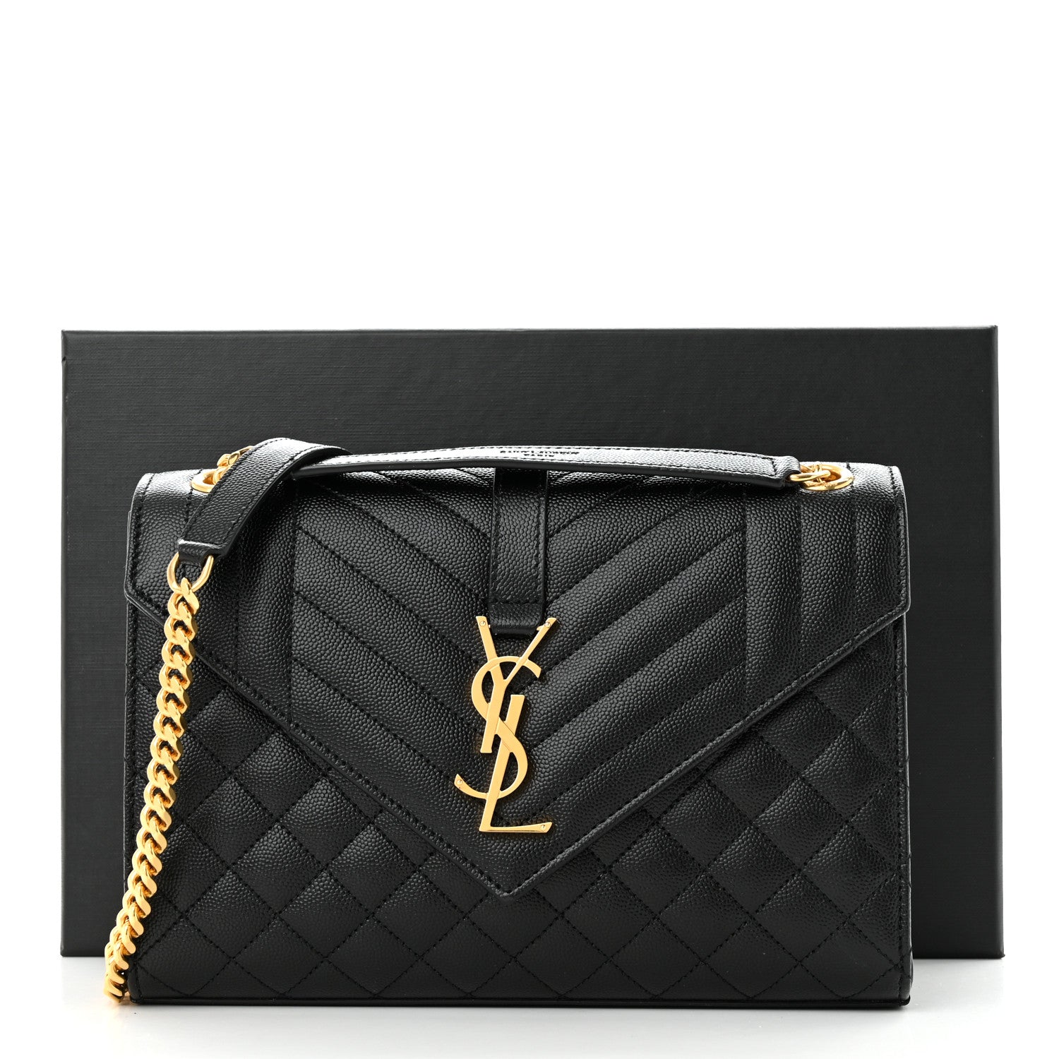Saint Laurent Grain De Poudre Textured Mixed Matelasse Triquilt Medium Monogram Satchel Black 10 of 10
