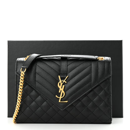 Saint Laurent Grain De Poudre Textured Mixed Matelasse Triquilt Medium Monogram Satchel Black 10 of 10
