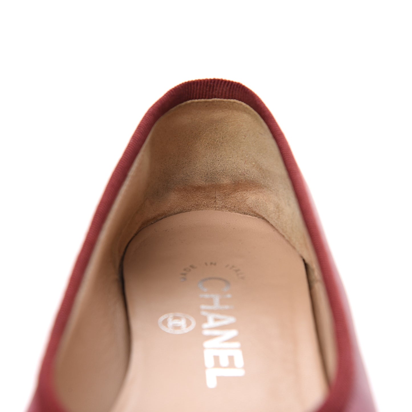 Goatskin Cap Toe CC Ballerina Flats 35 Red