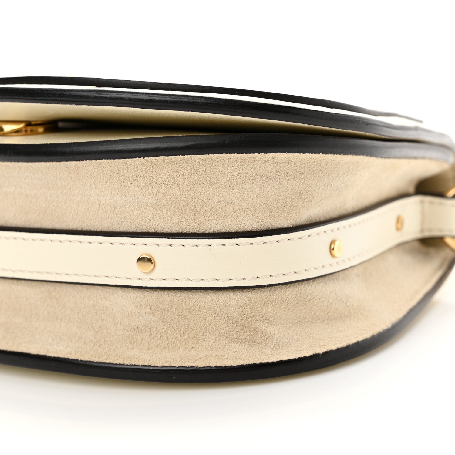 Chloe Calfskin Suede Quilted Small Nile Bracelet Bag Natural White 10 of 12