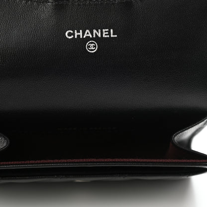 Chanel Lambskin Quilted Flap Card Holder Wallet Black 5 of 9