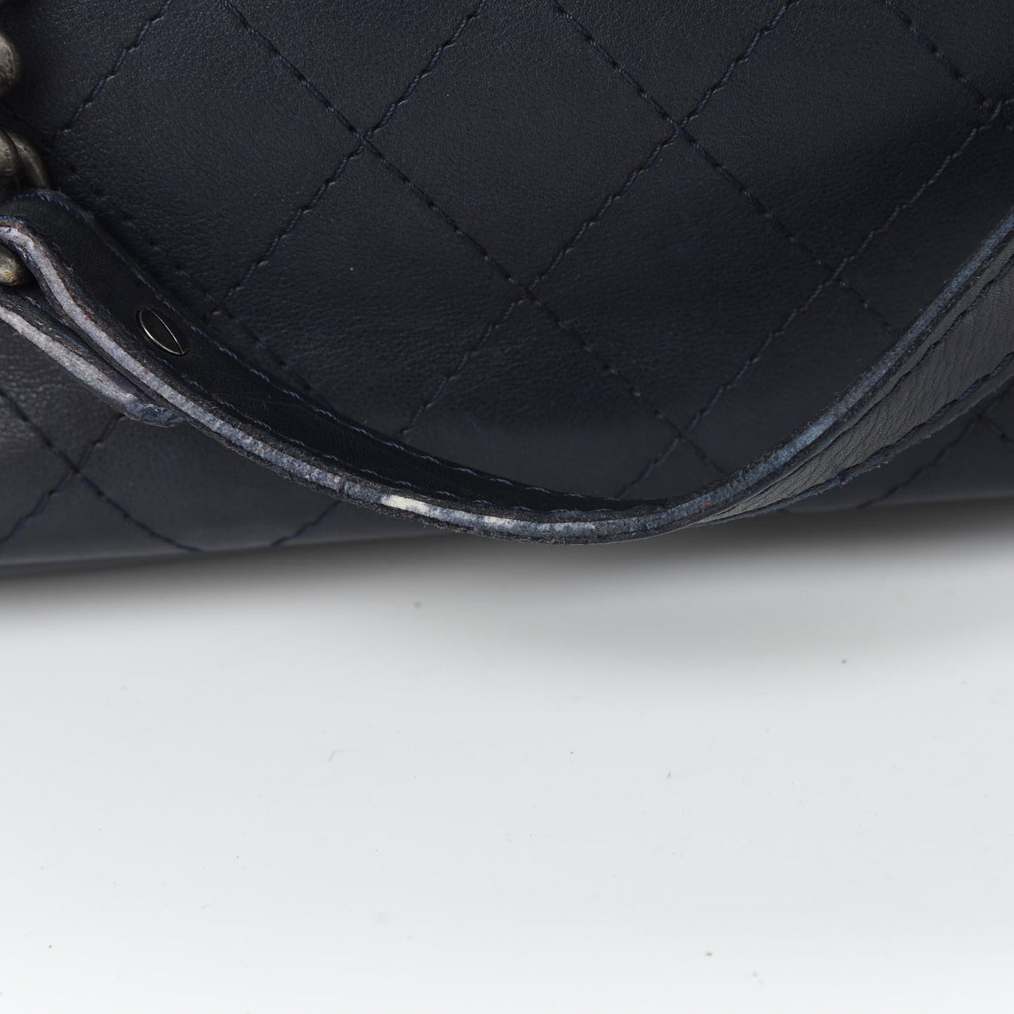 Calfskin Stitched Shopping Tote Blue