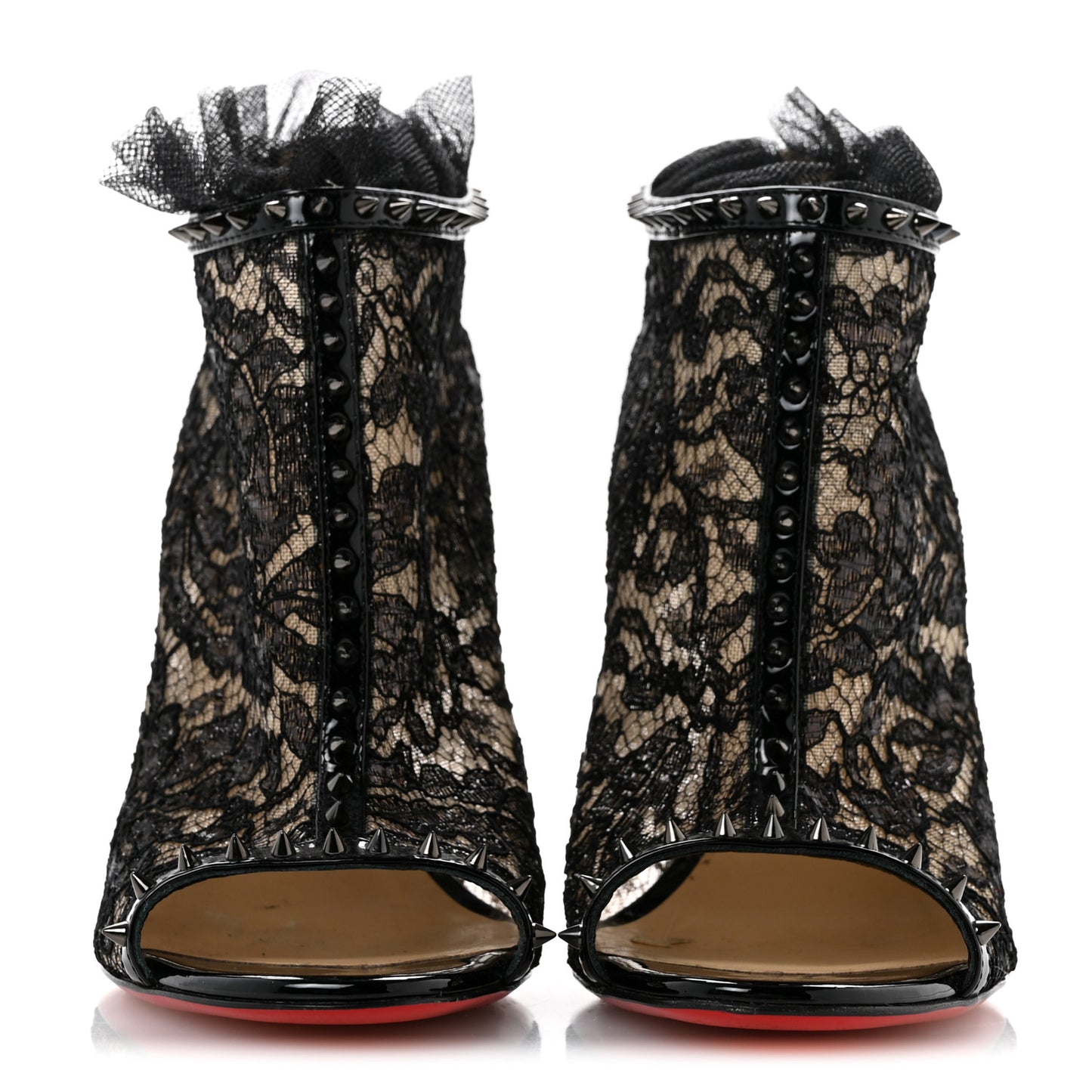 Lace Patent Pigalle 100 Booties 38 Black