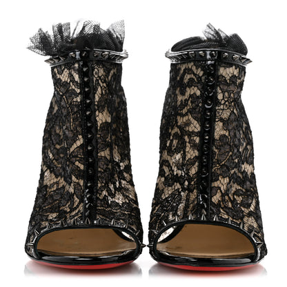 Christian Louboutin Lace Patent Pigalle 100 Booties 38 Black 3 of 9