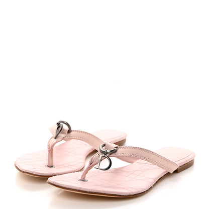 Christian Dior Lambskin Cannage Thong Sandals 36 Rose De Vents 3 of 9