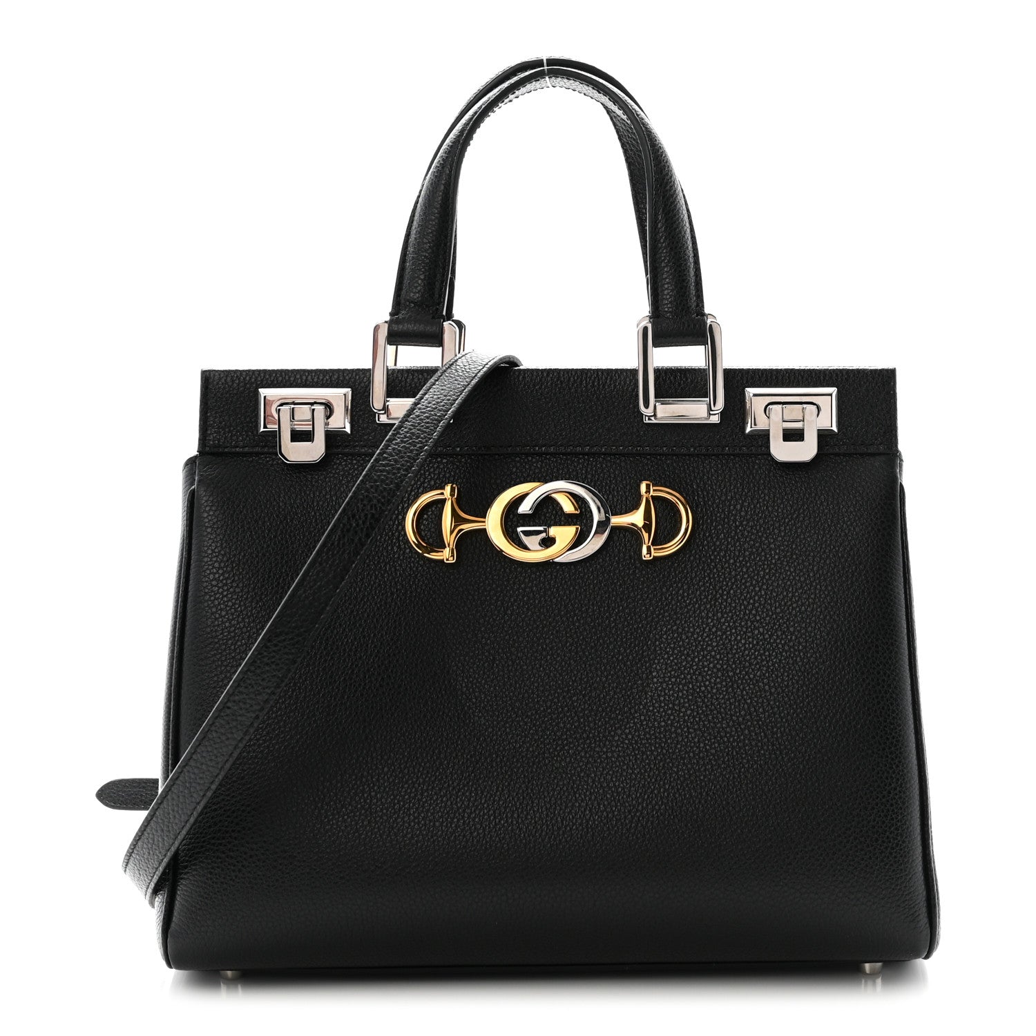Gucci Grainy Calfskin Small Zumi Top Handle Bag Black 1889911