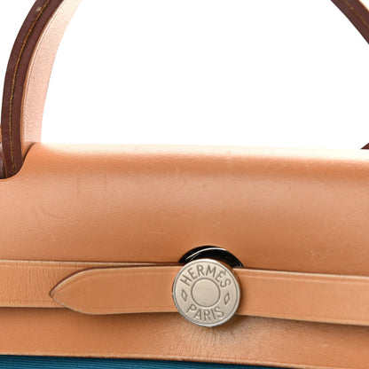 Hermes Vache Hunter Toile Herbag Zip 31 PM Bleu Natural 12 of 14