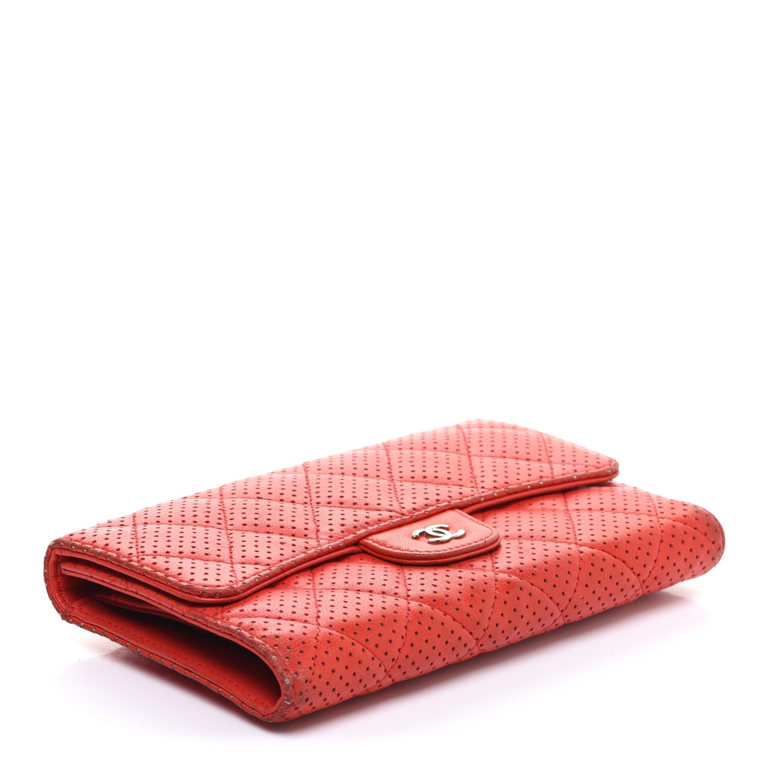 Chanel Perforated Lambskin Quilted Flap Wallet Red 4 of 16