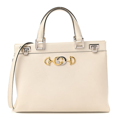 Gucci Grainy Calfskin Medium Zumi Top Handle Bag Mystic White 1 of 12