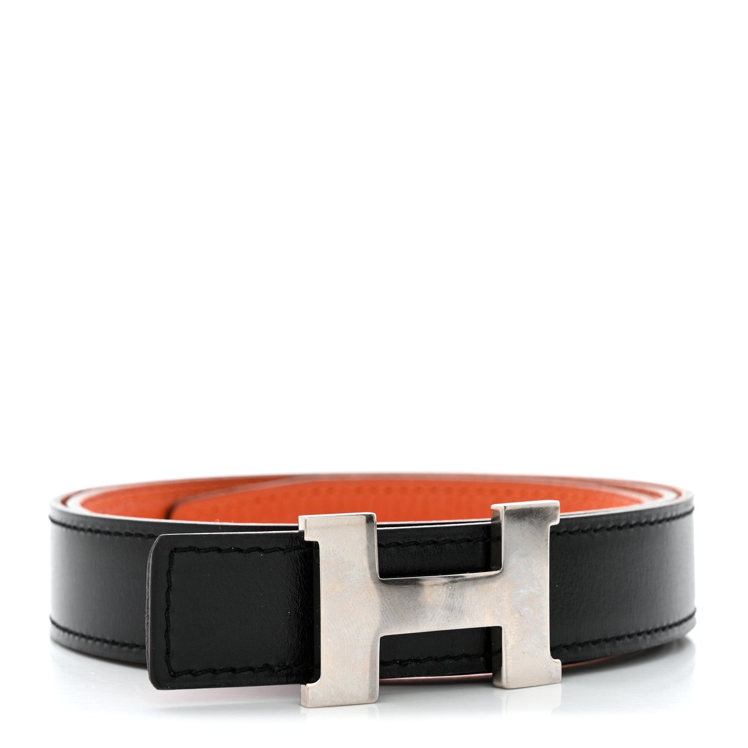 Hermes Box Togo 24mm Mini Constance H Belt 80 Black Orange 1 of 6
