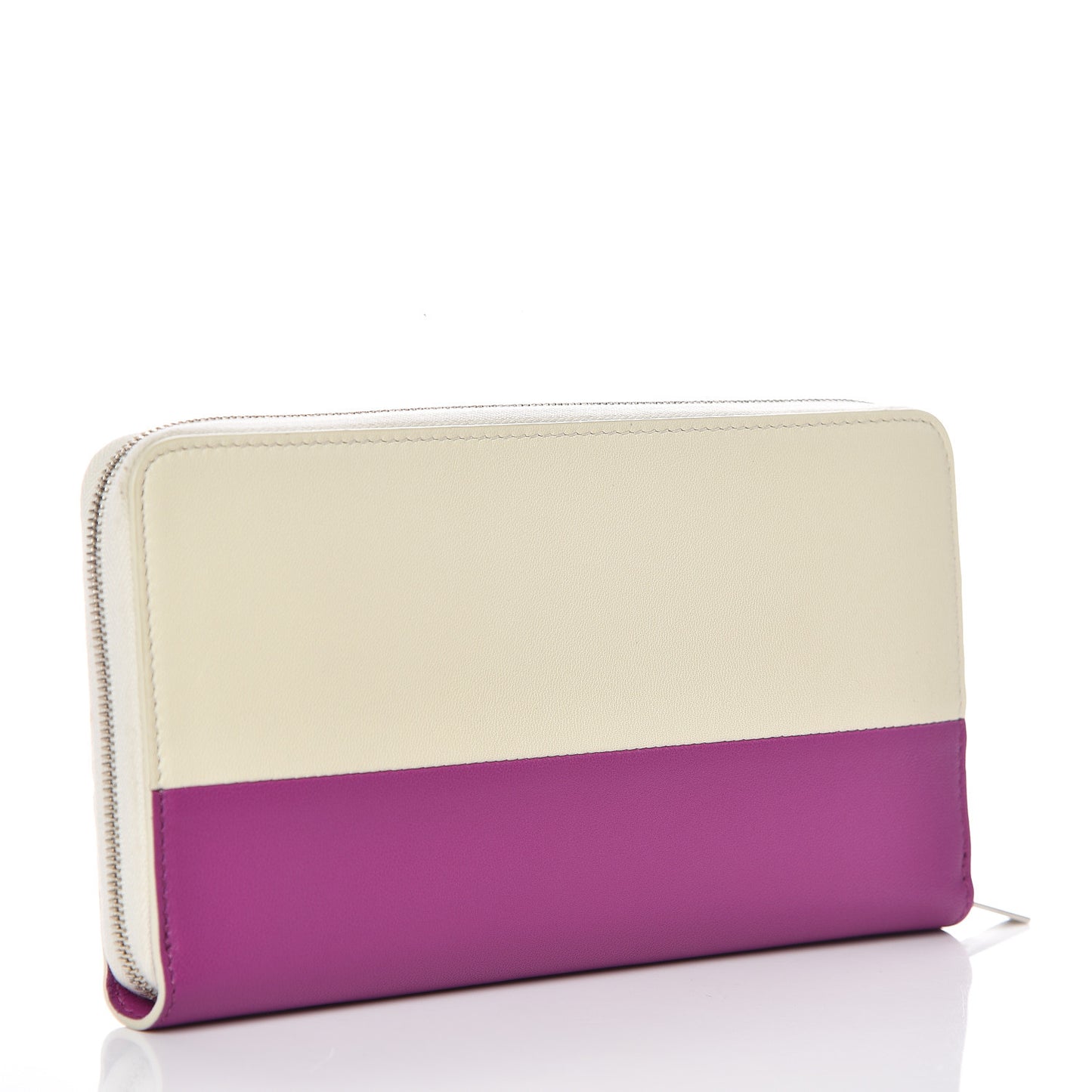 Lambskin Large Zip Around Multifunction Wallet White Magenta