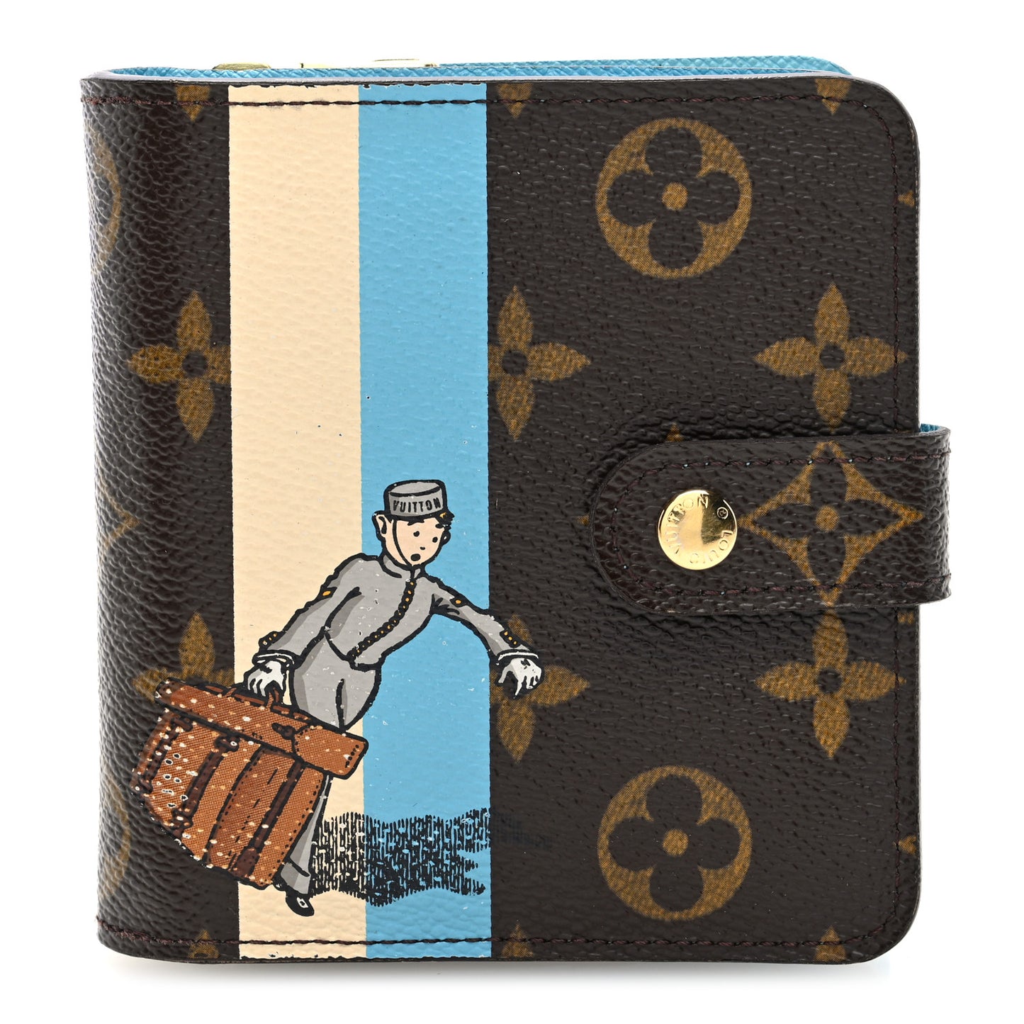 Monogram Groom Compact Zip Wallet Blue