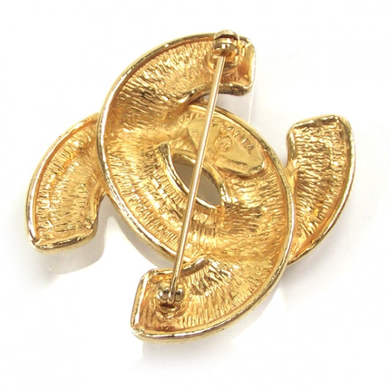 Chanel Gold Quilted CC Pin Broach 2 of 4