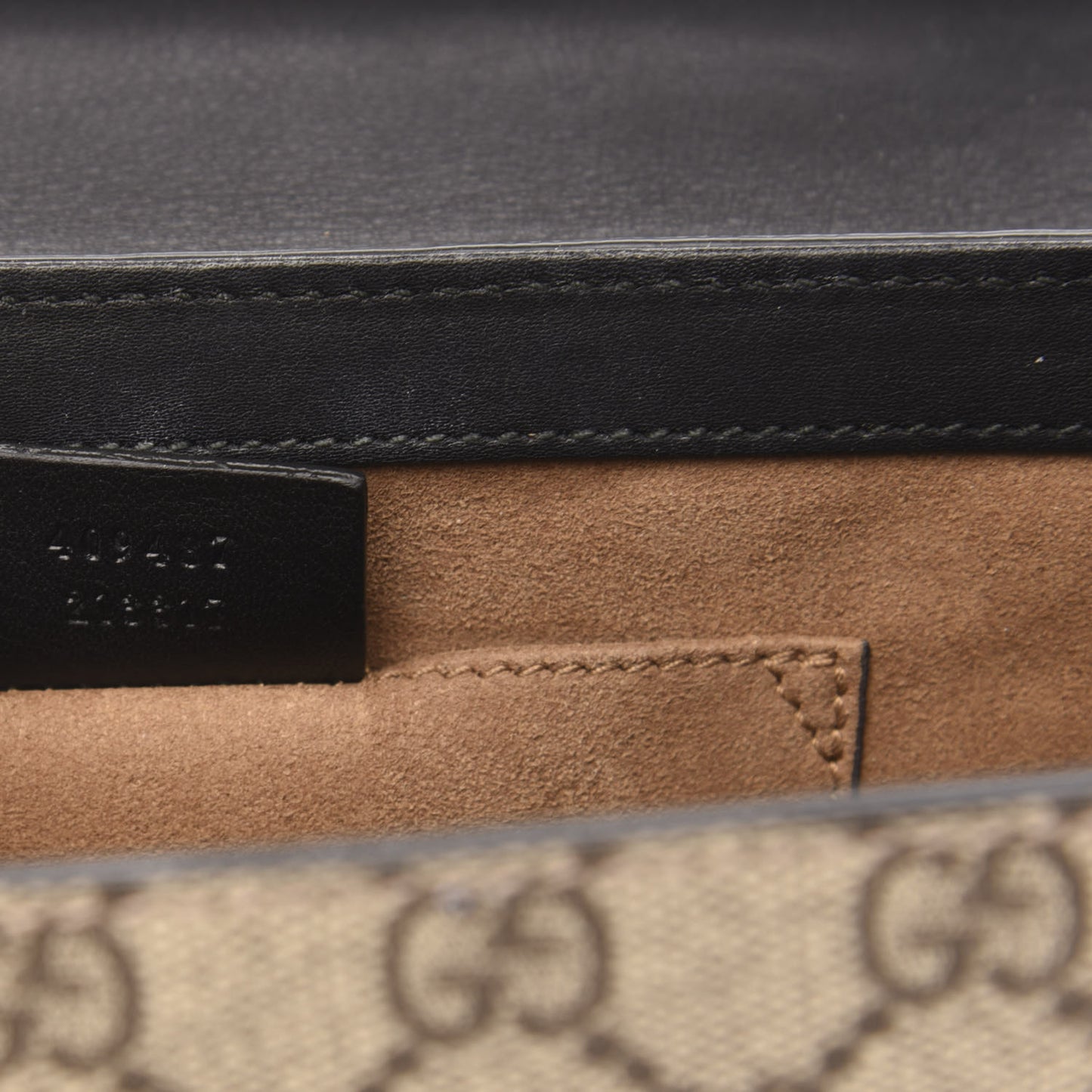 GG Supreme Monogram Calfskin Small Padlock Shoulder Bag Beige Black Cuir