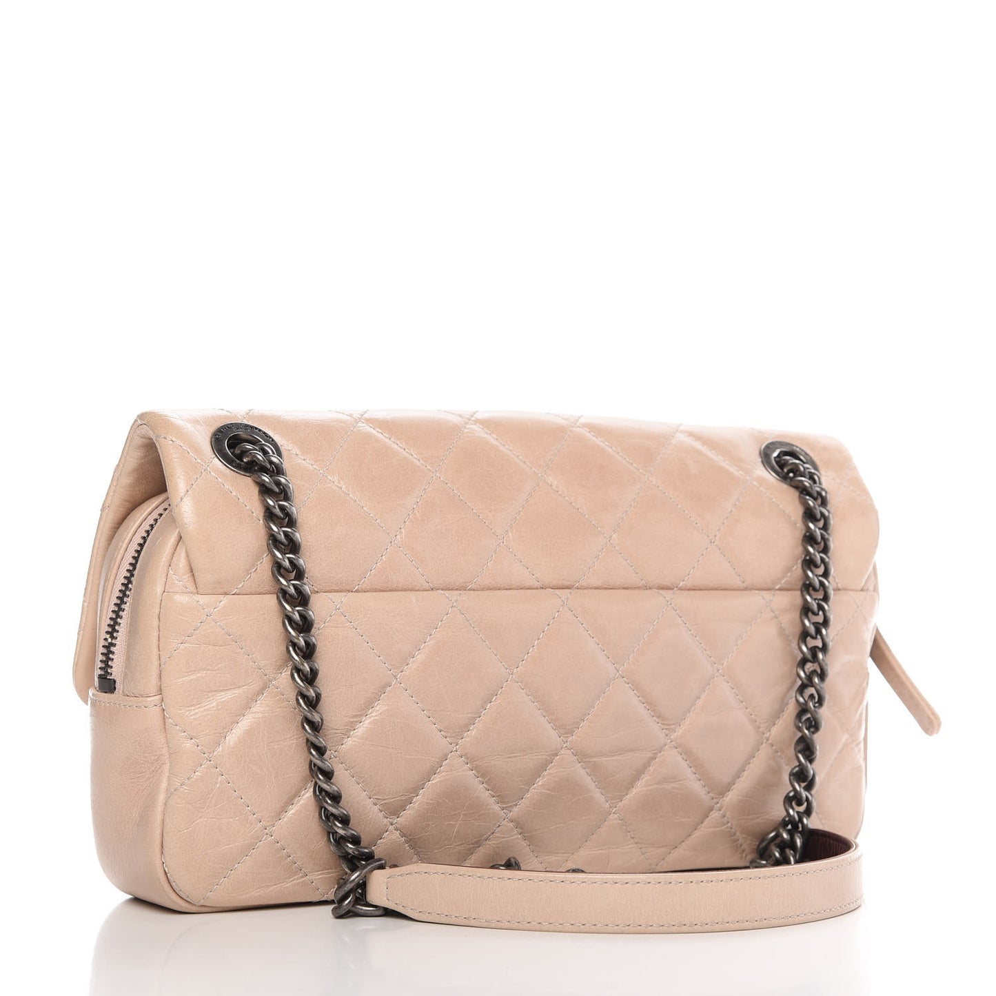 Glazed Calfskin Quilted Medium Duo Color Flap Light Pink