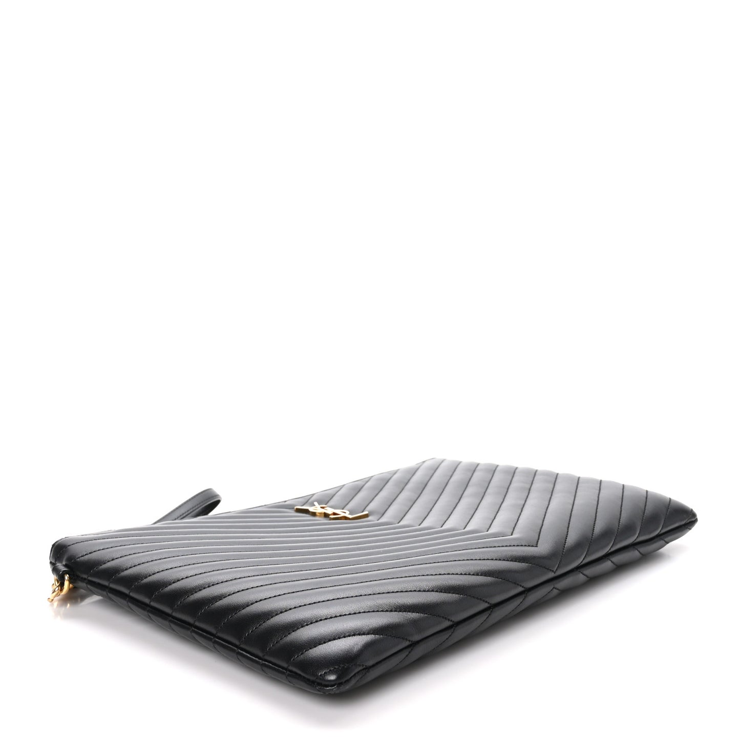 Calfskin Matelasse Chevron Monogram Document Holder Black