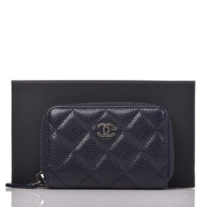 Chanel Caviar Quilted Zip Coin Purse Navy 8 of 8