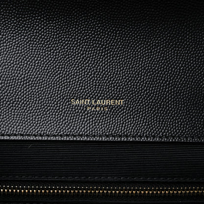 Saint Laurent Grain De Poudre Textured Mixed Matelasse Large Triquilt Monogram Satchel Black 6 of 9