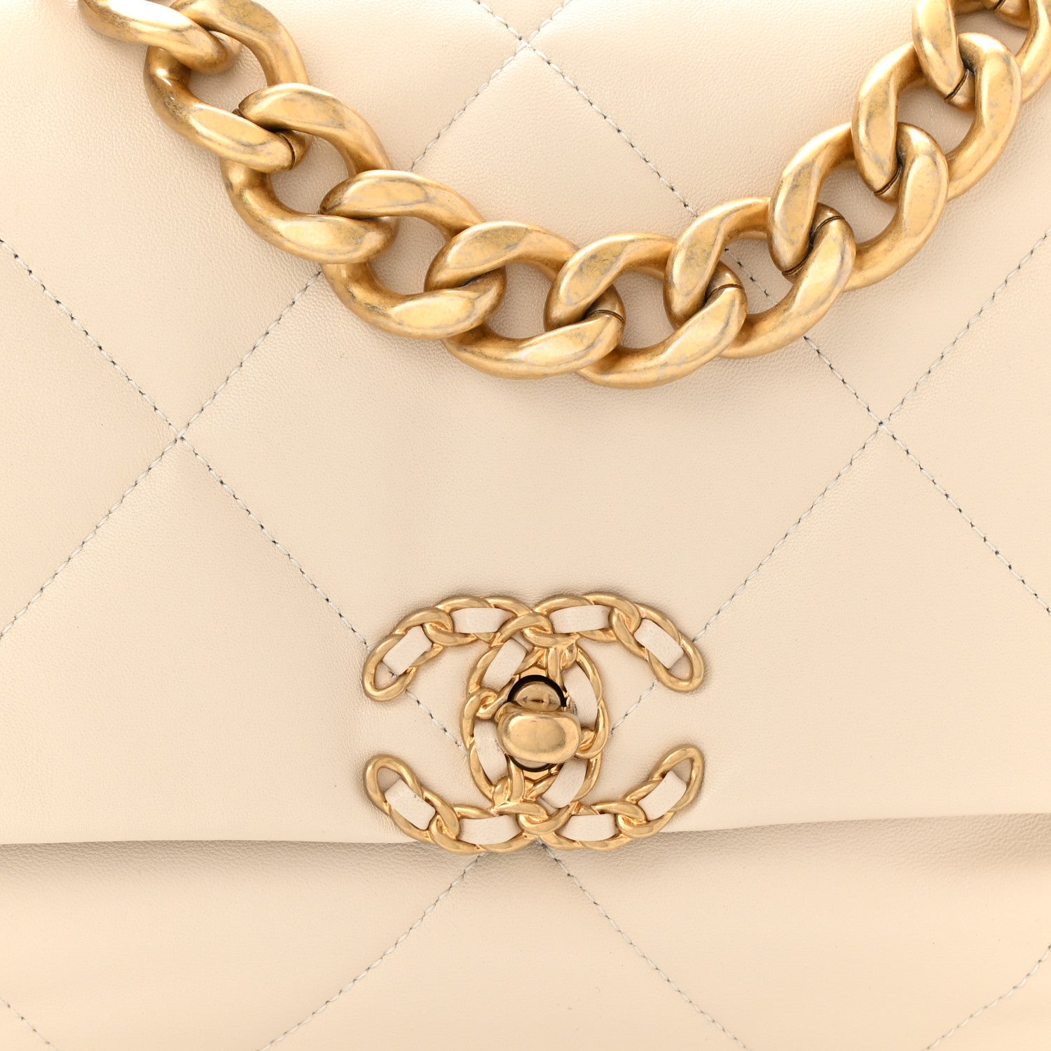Chanel Lambskin Quilted Large Chanel 19 Flap Light Beige 7 of 9