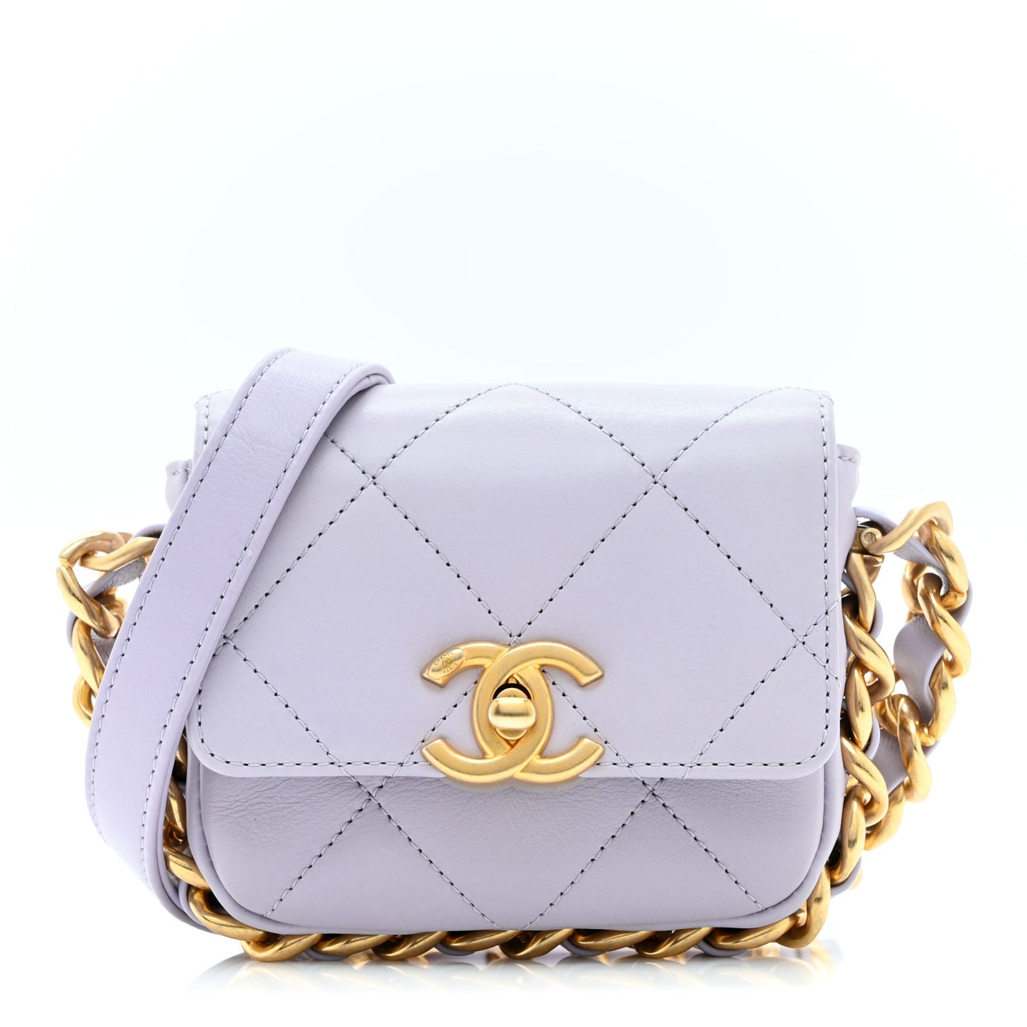 Calfskin Quilted Mini Framing Chain Bag Light Purple