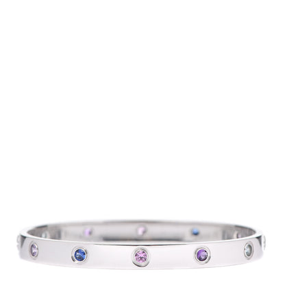 Cartier 18K White Gold Aquamarine Sapphire Spinel Amethyst LOVE Bracelet 17 3 of 5