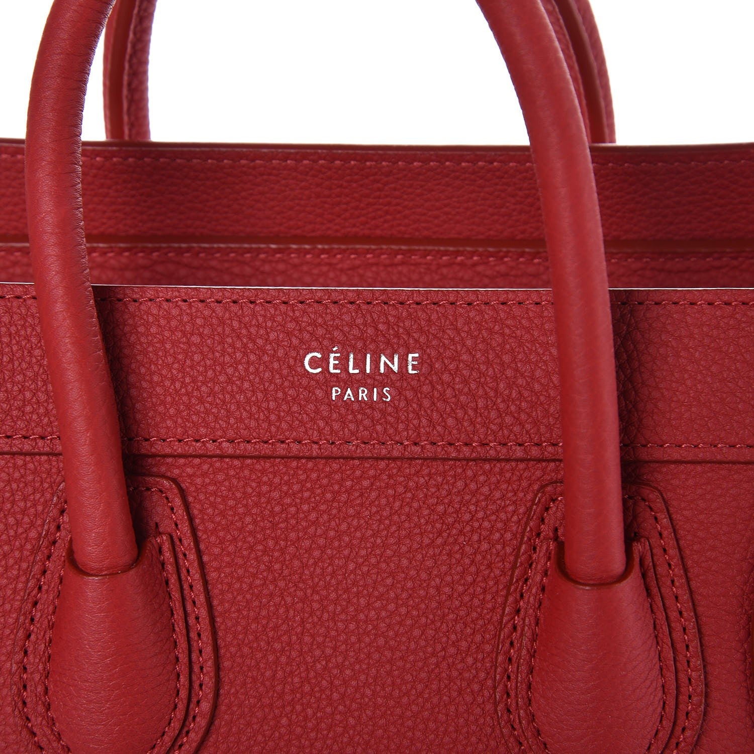 Celine Drummed Calfskin Nano Luggage Red 8 of 8
