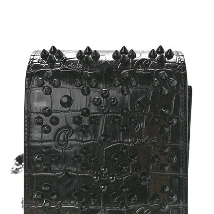 Christian Louboutin Crocodile Embossed Calfskin Spikes Loubinthesky Paloma Crossbody Phone Case Black 7 of 10