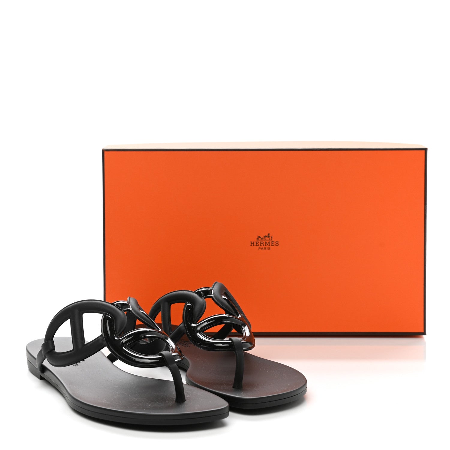 Hermes Rubber Womens Egerie Sandals 38 Black 9 of 9