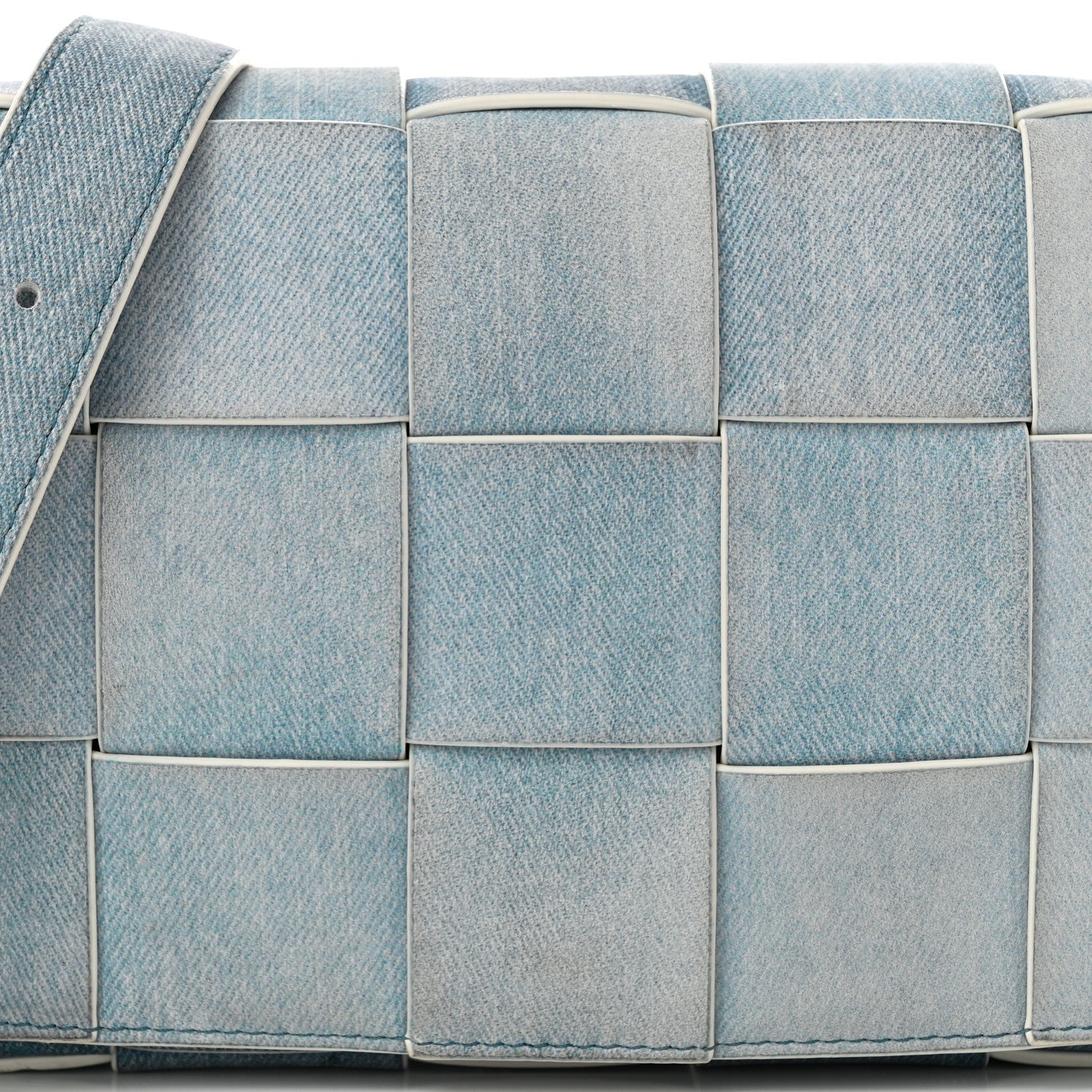 Bottega Veneta Calfskin Denim Print Maxi Intreccio Cassette Crossbody Bag Blue 7 of 11