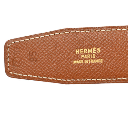 Hermes Box Courchevel 32mm H Belt 95 Black Gold 5 of 6