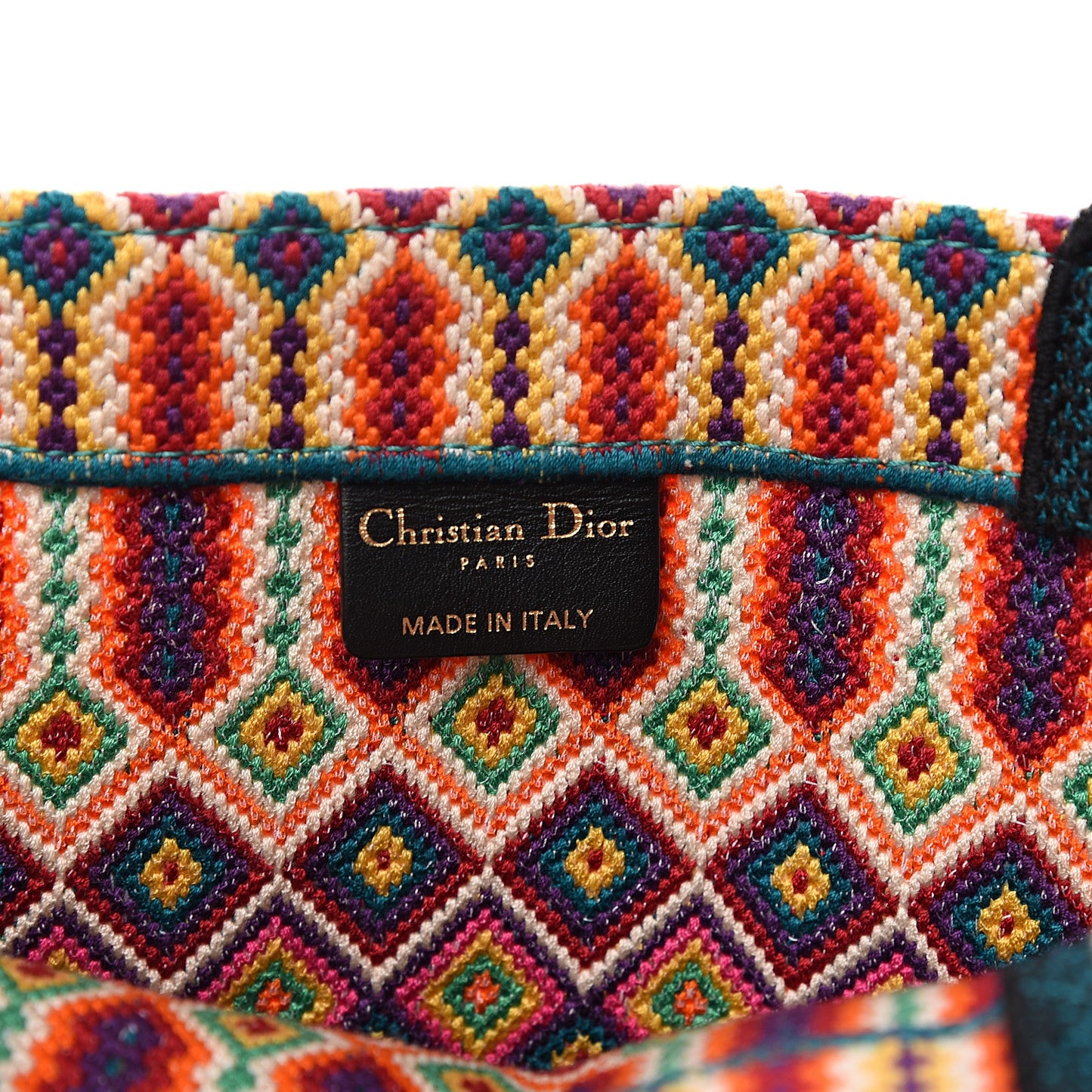 Canvas Embroidered Large Book Tote Orange Multicolor