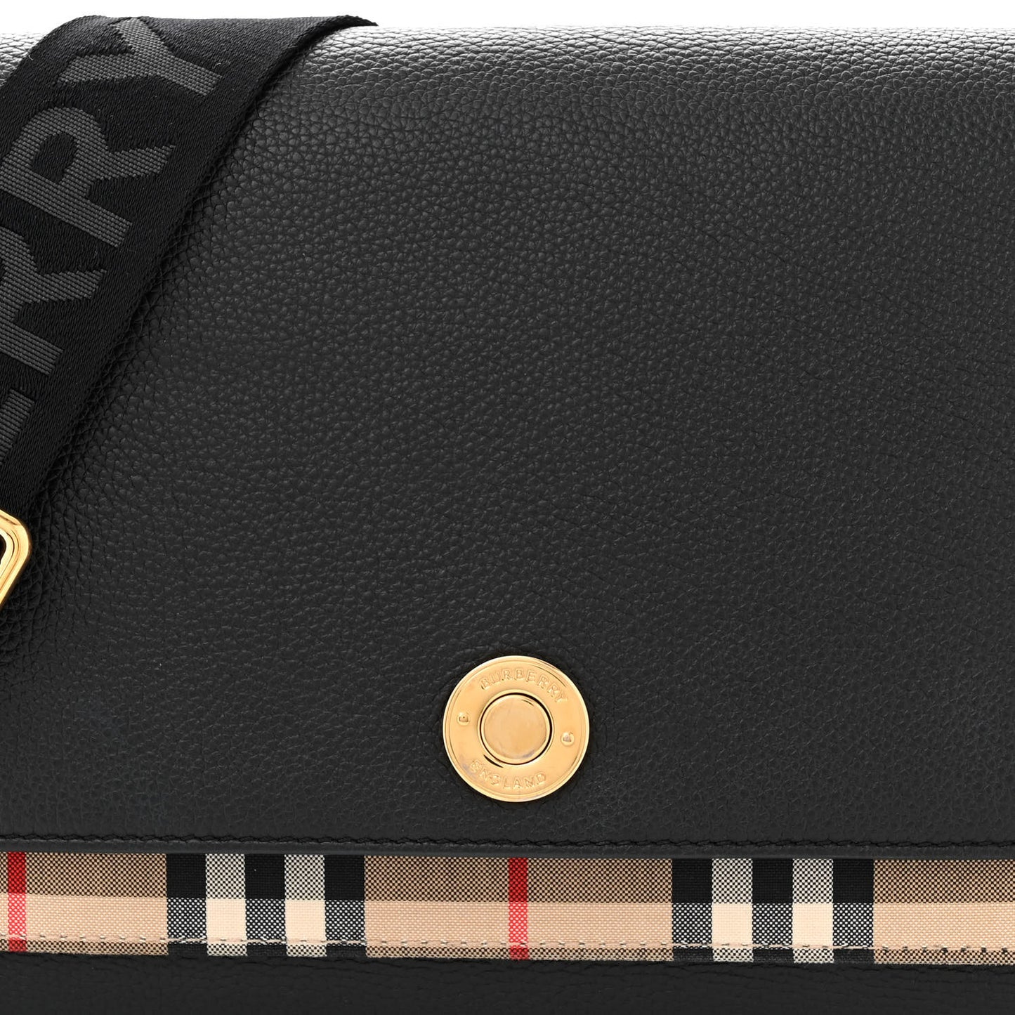 Grainy Calfskin Vintage Check Note Crossbody Bag Black