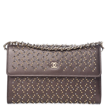 Chanel Lambskin Studded Wallet on Removable Chain Bronze 1 of 12