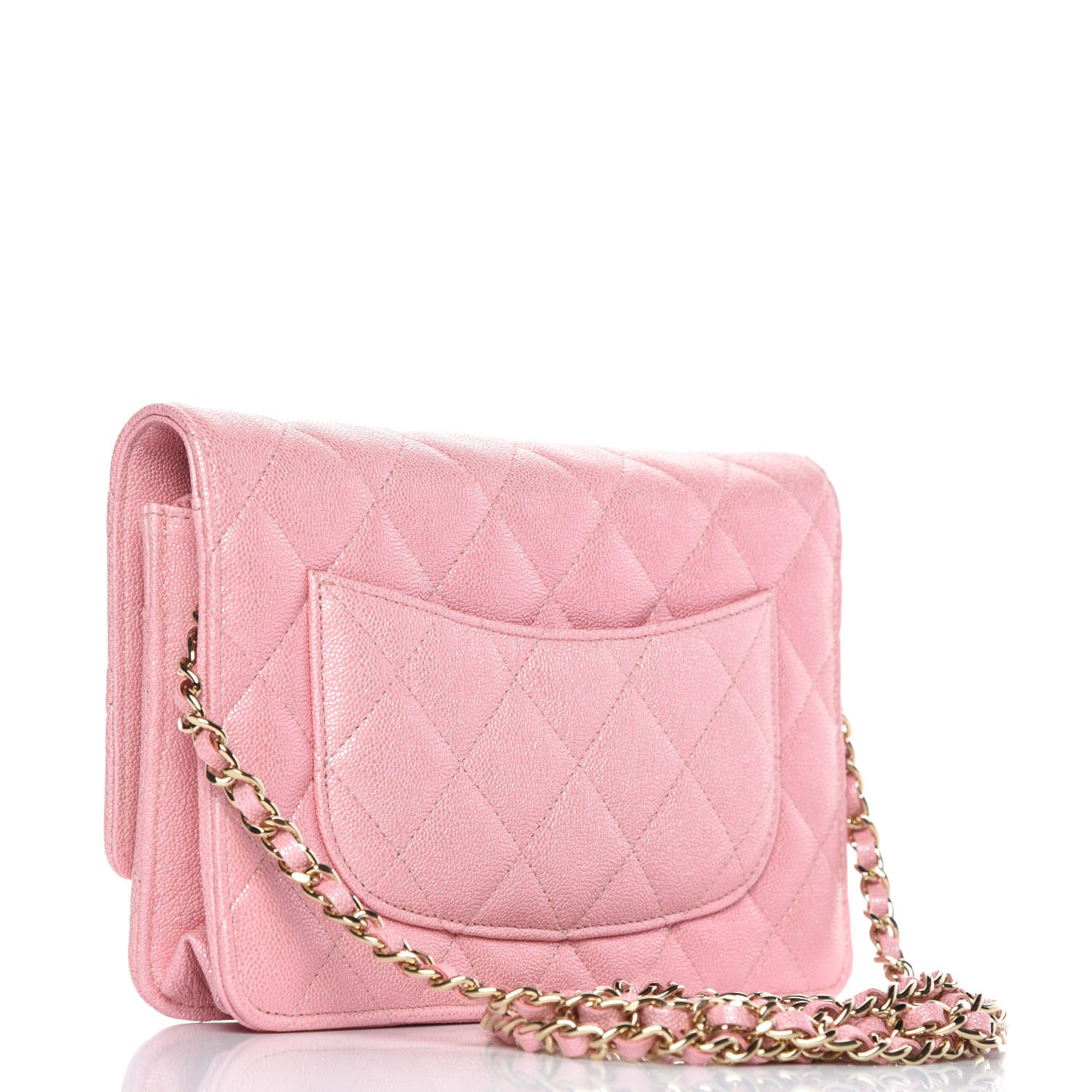 Chanel Iridescent Caviar Quilted Wallet on Chain WOC Rose Pink 3 of 11