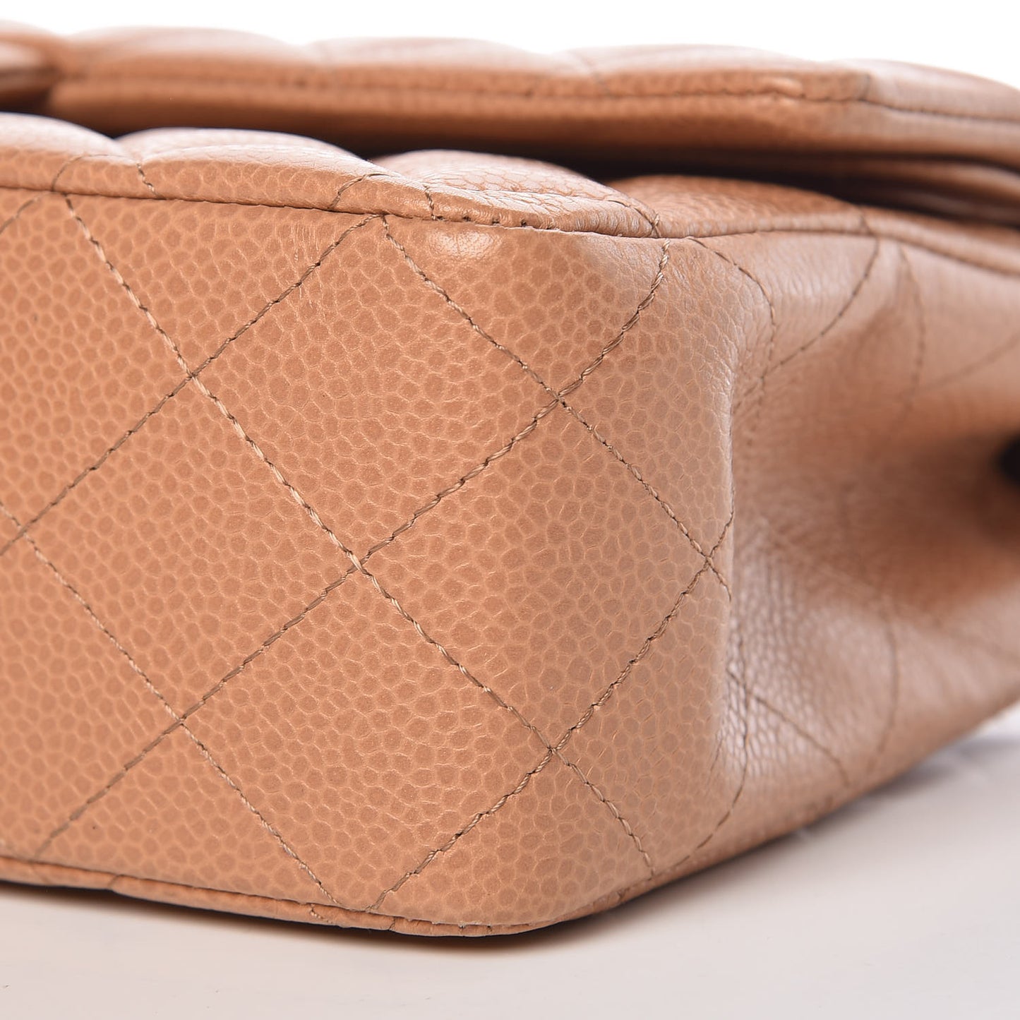 Caviar Quilted Medium Double Flap Dark Beige