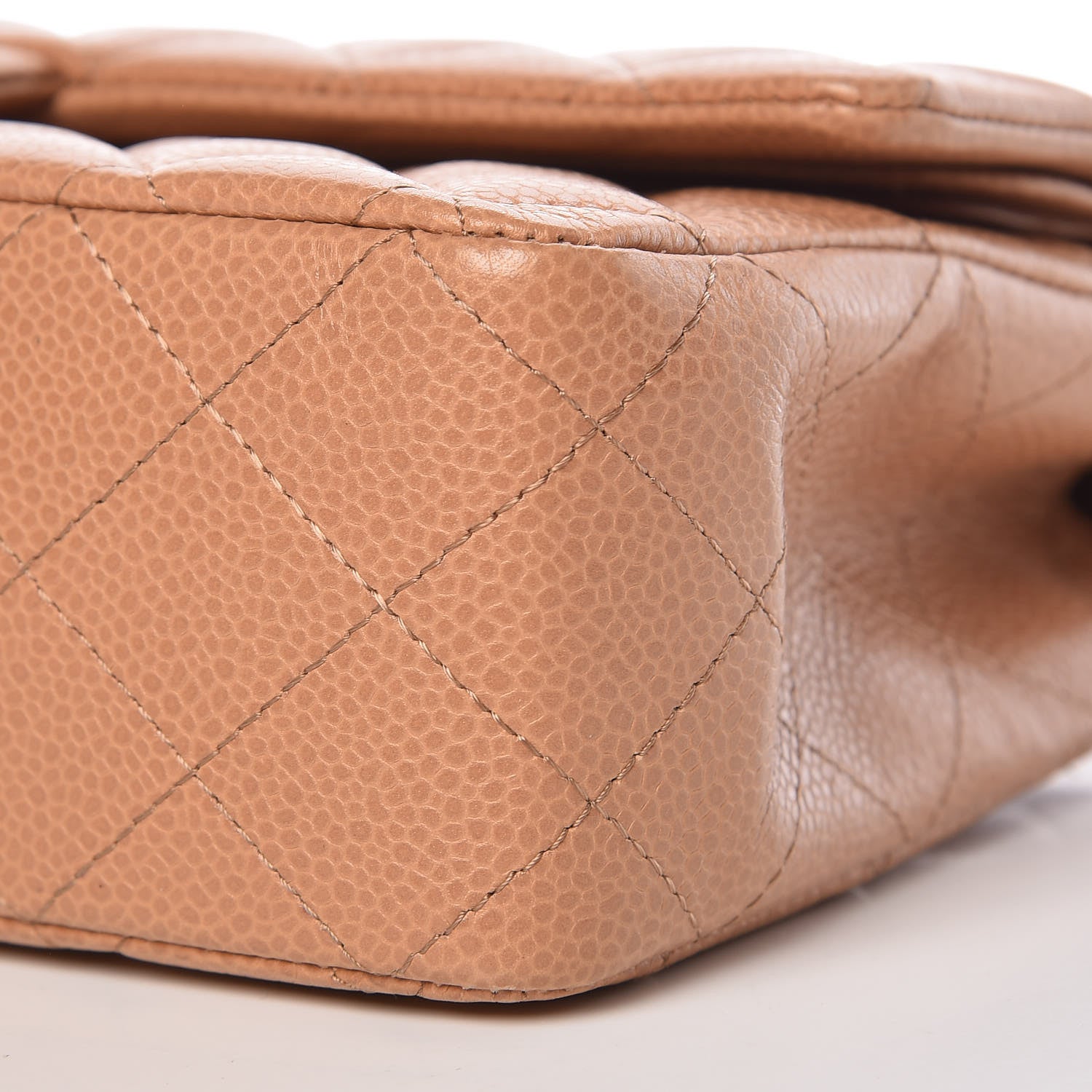 Chanel Caviar Quilted Medium Double Flap Dark Beige 9 of 10