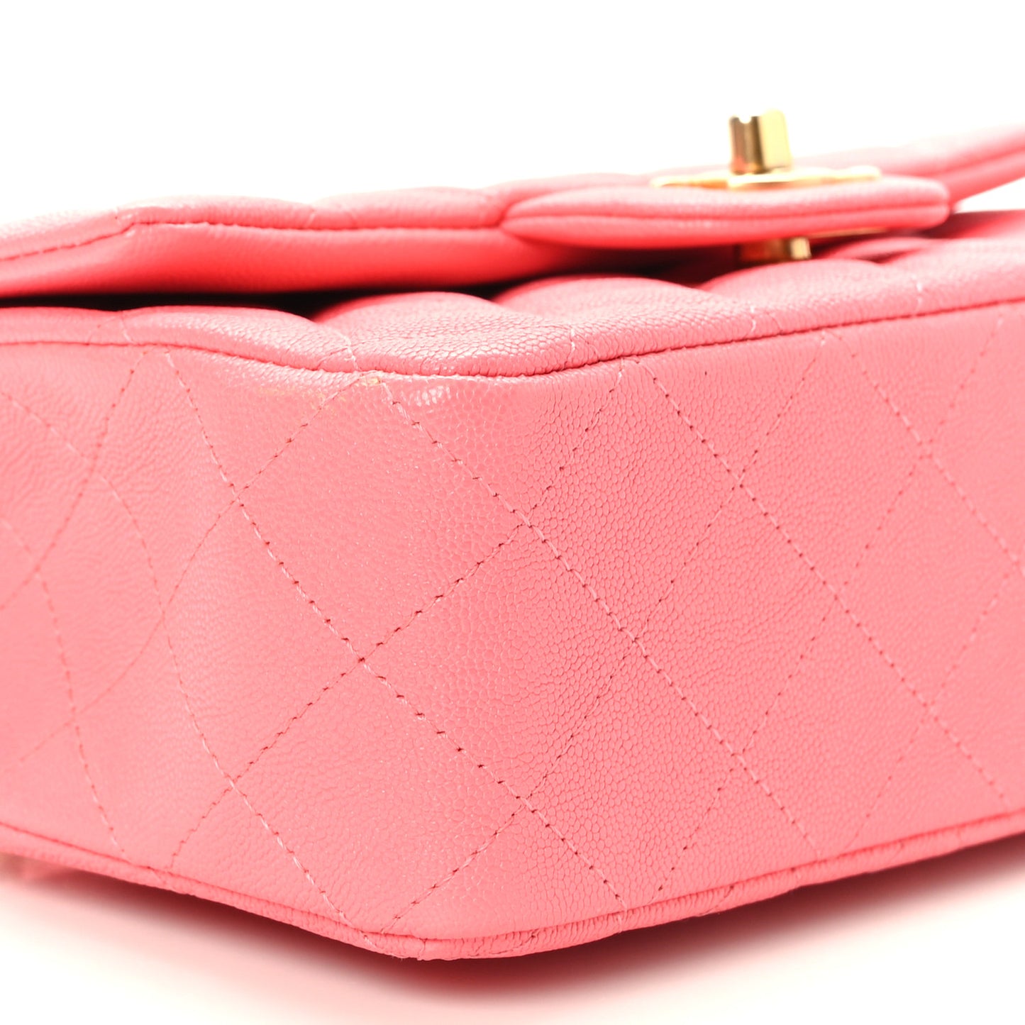 Caviar Quilted Mini Top Handle Rectangular Flap Pink