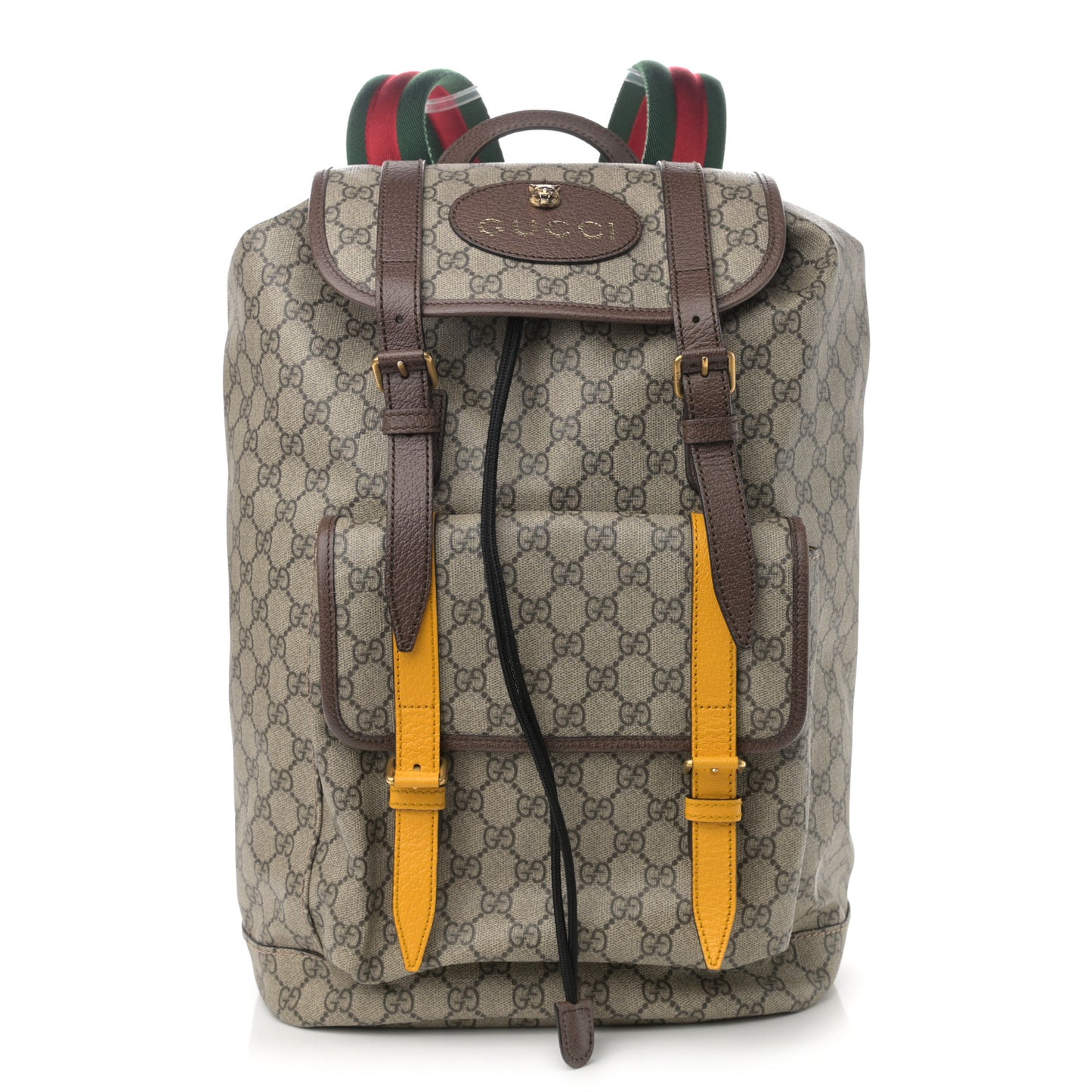 Soft GG Supreme Monogram Neo Vintage Double Buckle Backpack Beige New Acero Crop