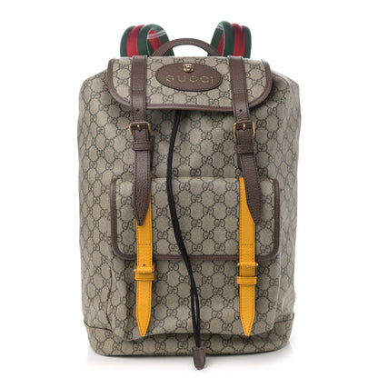 Gucci Soft GG Supreme Monogram Neo Vintage Double Buckle Backpack Beige New Acero Crop 1 of 10