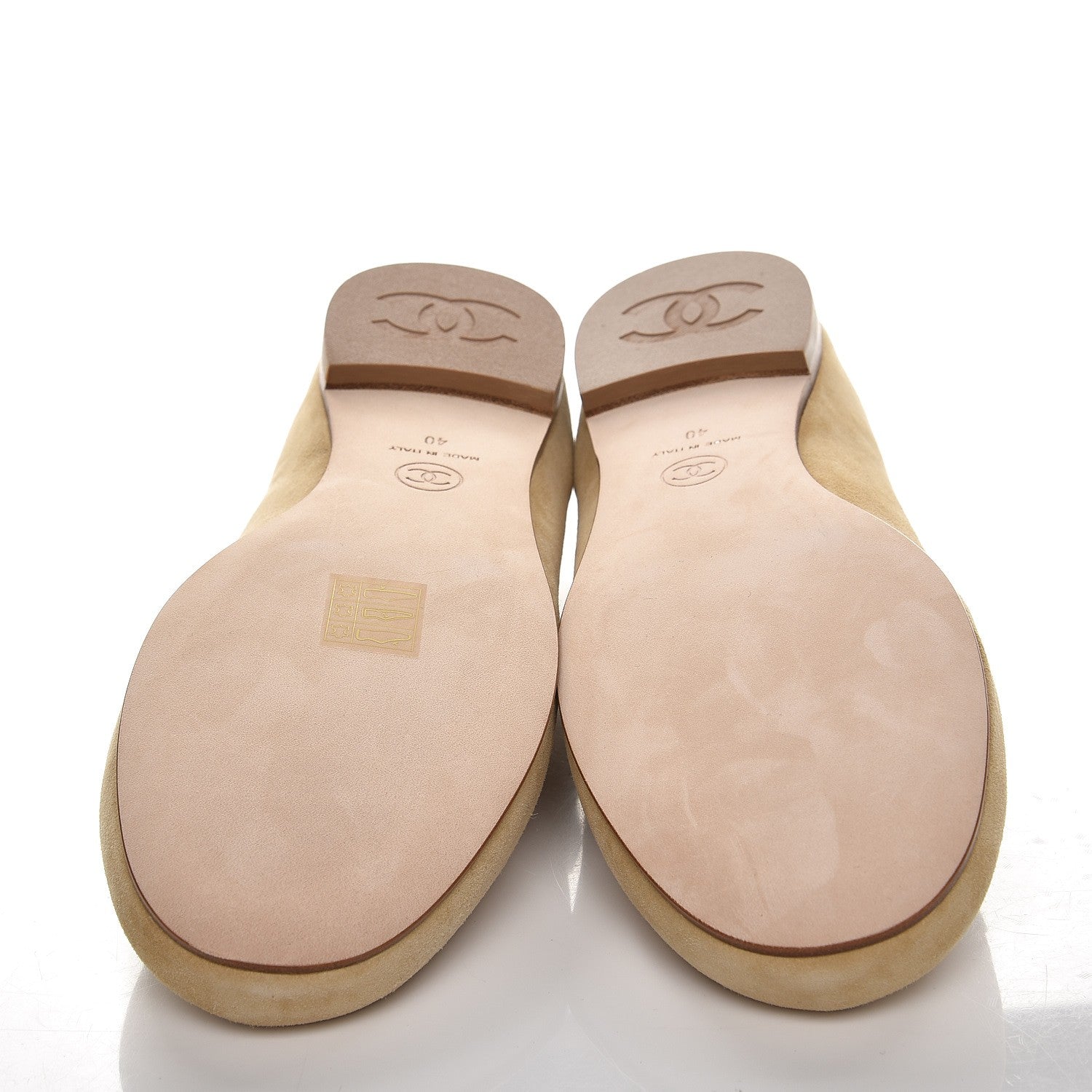 Chanel Kid Suede CC Flats 40 Beige 5 of 9