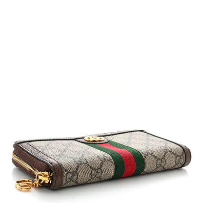 Gucci GG Supreme Monogram Web Ophidia Zip Around Wallet Brown 4 of 10