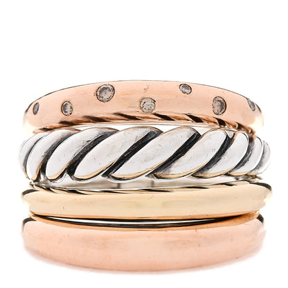 David Yurman Sterling Silver Bronze Brown Diamond Pure Form Mixed Metal Ring 54 7 1 of 4