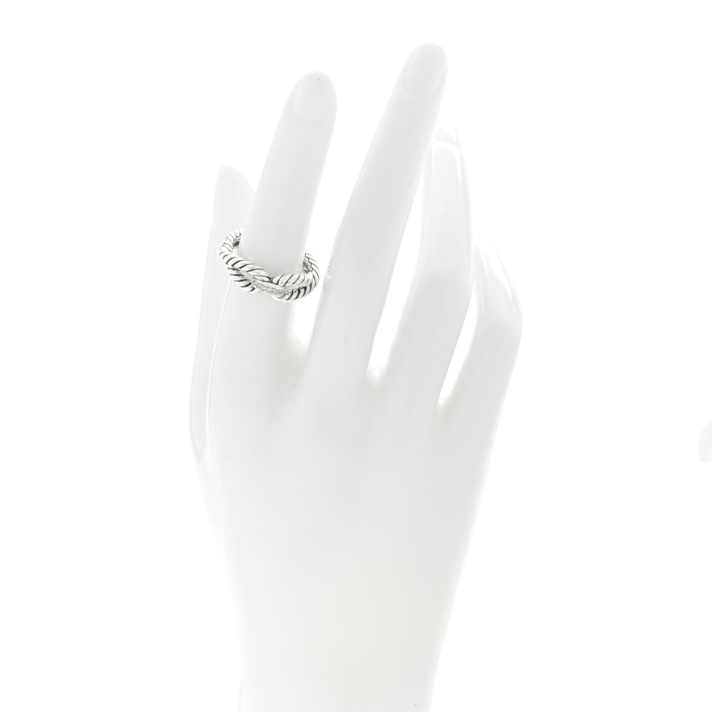 Sterling Silver Diamond Cable Loop Band Ring 53 6.5